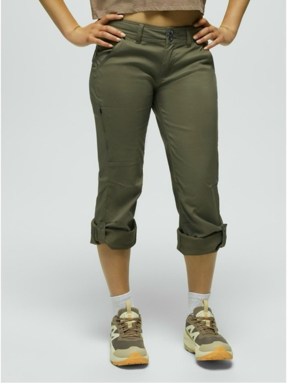 prAna Halle Outdoor Hiking Pants Roll Up Leg Olive Green Sz 6 - Picture 4 of 16